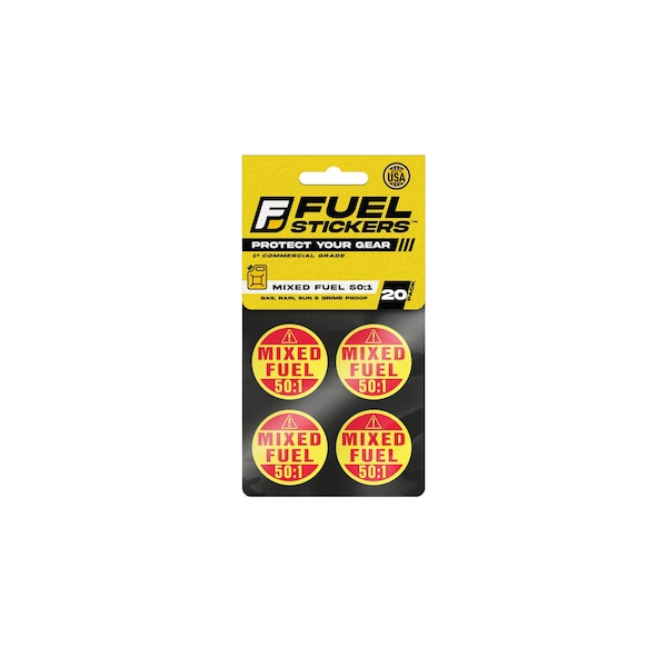 Fuel Stickers Mixed Fuel Sticker 50-1, 2-Cycle Label: Fuel Can & Outdoor Power Equip., Hvy-Dty, 1'' Dia, 20PK Z-1RMF50-20PK - main